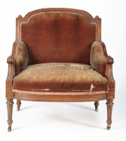 Lot 1340 - A 19th Century walnut low chair, the seat,...