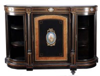 Lot 1344 - A Victorian ebonised breakfront credenza...