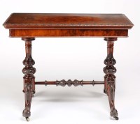 Lot 1352 - A Victorian burr walnut rectangular card table,...