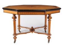 Lot 1385 - A fine Victorian satinwood veneered octagonal...