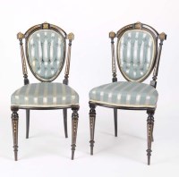 Lot 1386 - A set of four Victorian ebonised salon chairs,...