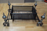 Lot 1410 - A good steel fire grate with rectangular...