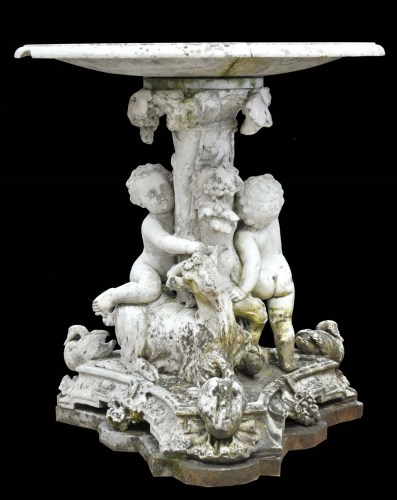 Lot 1422 - A fine carved dove-grey marble fountain, 18th...