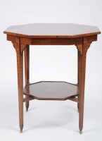 Lot 1429 - An Edwardian inlaid mahogany octagonal top two-...