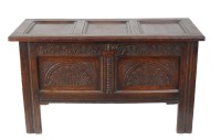 Lot 1436 - A 17th Century rectangular oak coffer, with...