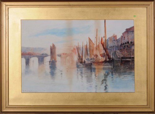 Lot 65 - Frank Rousse (fl.1897-1915) FISHING BOATS IN A...