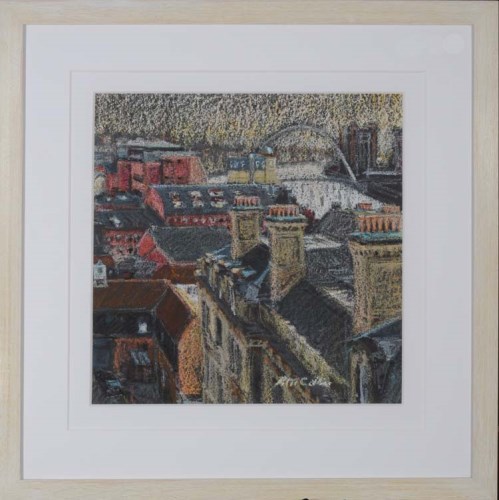 Lot 93 - Peter Collins (1938-) ''TYNE AT NIGHT'' signed;...