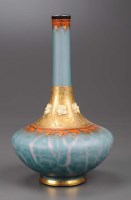 Lot 201 - A cased and enamelled quilted satin glass vase,...
