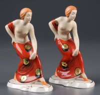 Lot 218 - Royal Dux: two Art Deco female figures, model...