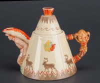 Lot 241 - Clarice Cliff: a teapot of ''Tee Pee'' form,...