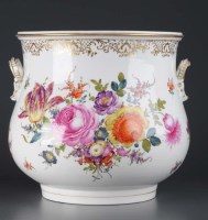 Lot 271 - A large Dresden twin-handled bedroom pail,...
