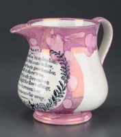 Lot 279 - A Sunderland Pink Lustre jug, probably Dixon &...