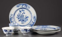 Lot 313 - Four 18th Century blue and white export plates,...