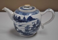 Lot 335 - An 18th Century blue and white export teapot,...