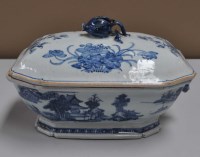 Lot 340 - An 18th Century blue and white export tureen,...