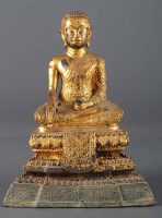 Lot 344 - A Thai gilt bronze seated Buddha, 18th/19th...