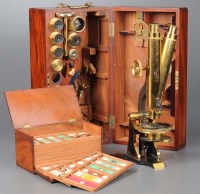 Lot 405 - A 19th Century lacquered brass binocular...