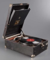 Lot 457 - An HMV portable gramophone, No. 101, with 10in....