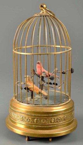 Lot 469 - A 20th Century musical bird cadge, with two...