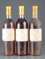 Lot 517 - Three bottles of Chateau d'Yquem 1960 Sauternes.