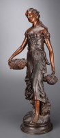 Lot 544 - A French patinated bronze female figure,...