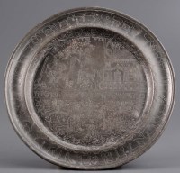 Lot 549 - A mid 18th Century Purim plate, probably...