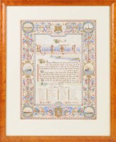 Lot 554A - A calligraphic presentation certificate...