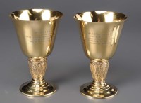 Lot 604 - A pair of George VI silver gilt goblets, by...