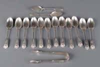 Lot 634 - Twelve Edwardian teaspoons, two ice-cream...