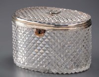 Lot 642 - A hobnail cut oval glass tea caddy, with...