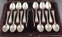 Lot 668 - Twelve Victorian teaspoons and matching sugar...