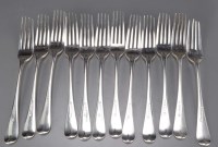 Lot 680 - Twelve early Victorian table forks, by Reid &...