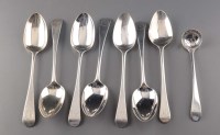 Lot 681 - Five Victorian dessert spoons, by Reid & Sons,...