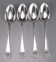 Lot 686 - Four George III tablespoons, by Langlands &...