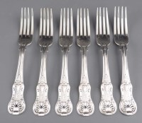 Lot 695 - Six Victorian table forks, by Lister & Sons,...