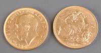 Lot 741 - Two George V gold sovereigns, 1918.