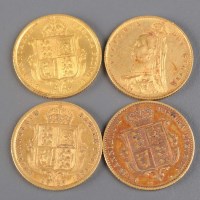 Lot 748 - Four Victorian gold half sovereigns, 1887 (3)...