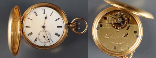 Lot 756 - A gentleman's 18ct. gold Hunter pocket watch,...