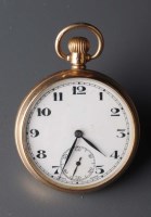 Lot 759 - A 9ct. gold gentleman's open faced pocket...