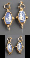 Lot 782 - A pair of Wedgwood plaque and gold earrings, c....