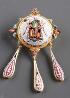 Lot 783 - A gold enamel and micro mosaic brooch, c.1870,...