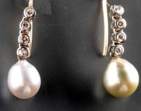 Lot 786 - A pair of South Sea cultured pearl and diamond...