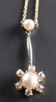 Lot 798 - A pearl and diamond pendant, c.1890, the...