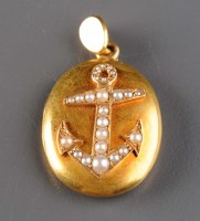 Lot 819 - A pearl and gold locket, c.1880, the oval gold...