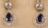 Lot 837 - A pair of sapphire and diamond earrings,...