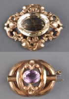 Lot 844 - A Victorian citrine and gold brooch, c.1850,...