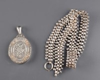 Lot 848 - A late Victorian silver collar, composed oval...