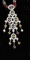 Lot 894 - A diamond and multi gem set necklace, the...