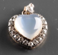 Lot 901 - A moonstone and diamond pendant, c.1870, the...