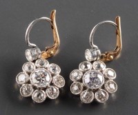 Lot 907 - A pair of diamond earrings, c.1880, the...